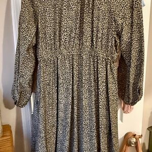 a new day Black and Cream Animal Print Long Sleeve Dress